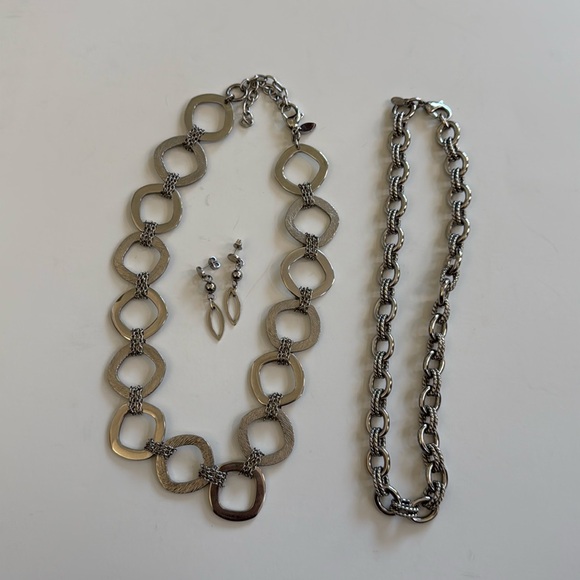 Stainless Steel Jewelry Bundle includes 2 Necklaces and 1 Pair Earrings - Picture 1 of 8